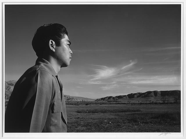Tom Kobayashi, landscape, south fields, Manzanar Relocation Center / photograph by Ansel Adams.